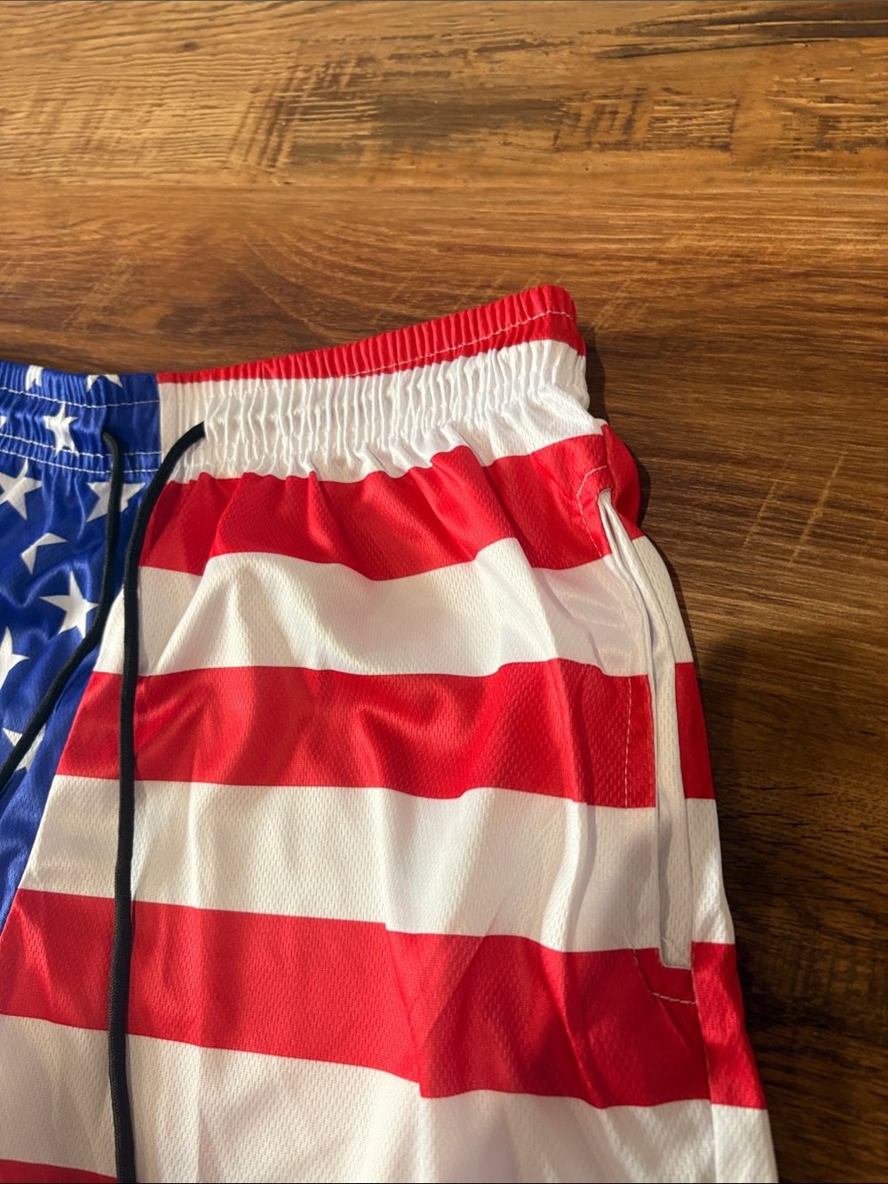 Men's American Flag Swimming Trunks - Red, White & Blue - Picture 3 of 4